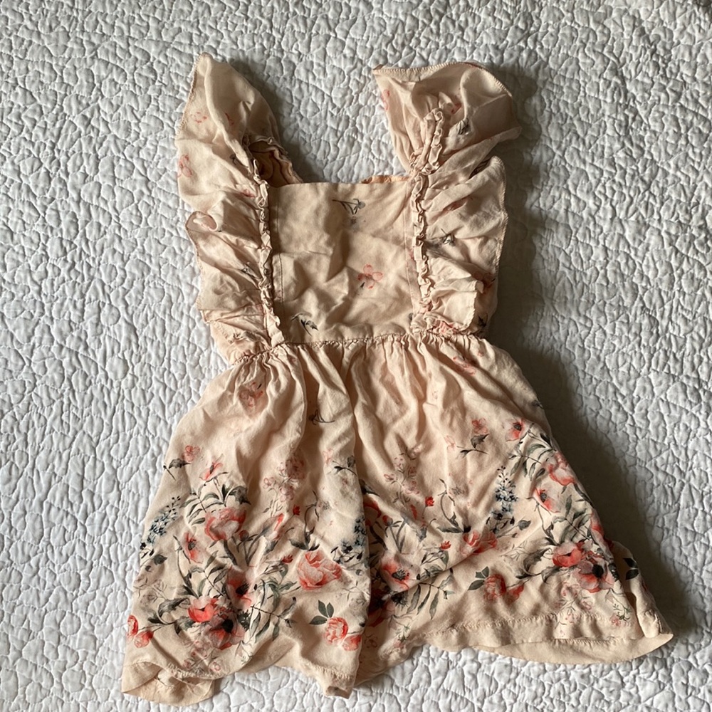 Girl summer cotton blush pink flower dress